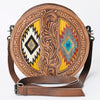 ADBG839 American Darling Western Canteen Bag Hand Tooled Floral & Hand Woven Saddle Blanket