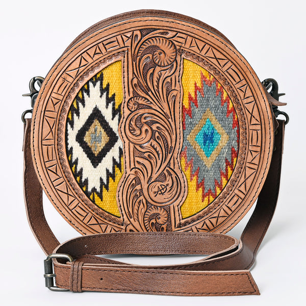 ADBG839 American Darling Western Canteen Bag Hand Tooled Floral & Hand Woven Saddle Blanket
