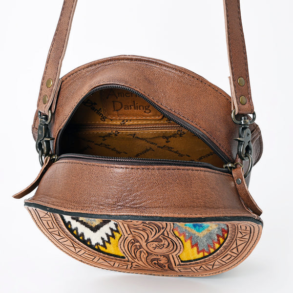 ADBG839 American Darling Western Canteen Bag Hand Tooled Floral & Hand Woven Saddle Blanket
