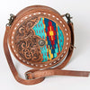 ADBG839 American Darling Western Canteen Bag Hand Tooled Floral & Hand Woven Saddle Blanket