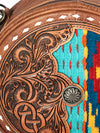 ADBG839 American Darling Western Canteen Bag Hand Tooled Floral & Hand Woven Saddle Blanket
