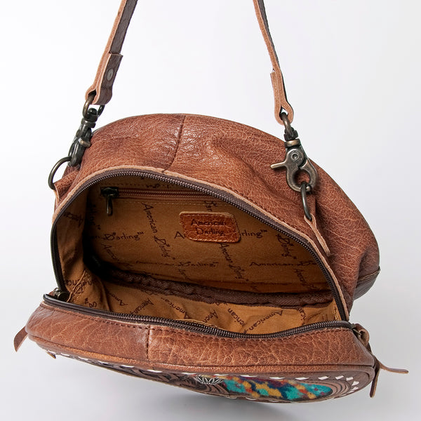 ADBG839 American Darling Western Canteen Bag Hand Tooled Floral & Hand Woven Saddle Blanket
