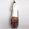 ADBG841 American Darling Western Small Cross body Bag Hand Tooled Floral with Fringes