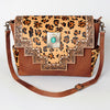 ADBG842 American Darling Western Messenger Bag - Hand Tooled Floral Leather & Hair-On Cowhide