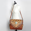ADBG842 American Darling Western Messenger Bag - Hand Tooled Floral Leather & Hair-On Cowhide