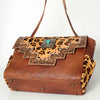 ADBG842 American Darling Western Messenger Bag - Hand Tooled Floral Leather & Hair-On Cowhide