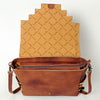 ADBG842 American Darling Western Messenger Bag - Hand Tooled Floral Leather & Hair-On Cowhide