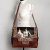 ADBG842 American Darling Western Messenger Bag - Hand Tooled Floral Leather & Hair-On Cowhide