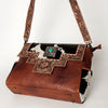 ADBG842 American Darling Western Messenger Bag - Hand Tooled Floral Leather & Hair-On Cowhide