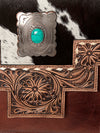 ADBG842 American Darling Western Messenger Bag - Hand Tooled Floral Leather & Hair-On Cowhide