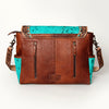 ADBG842 American Darling Western Messenger Bag - Hand Tooled Floral Leather & Hair-On Cowhide