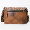 ADBG843 American Darling Hand Tooled Floral Leather & Hair-On Cowhide Cross body Bag with Fringes