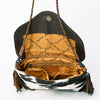 ADBG843 American Darling Hand Tooled Floral Leather & Hair-On Cowhide Cross body Bag with Fringes