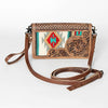 ADBG844 American Darling Hand Tooled Floral & Hand Woven Saddle Blanket Small Cross body Bag