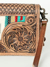 ADBG844 American Darling Hand Tooled Floral & Hand Woven Saddle Blanket Small Cross body Bag