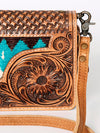 ADBG844 American Darling Hand Tooled Floral & Hand Woven Saddle Blanket Small Cross body Bag