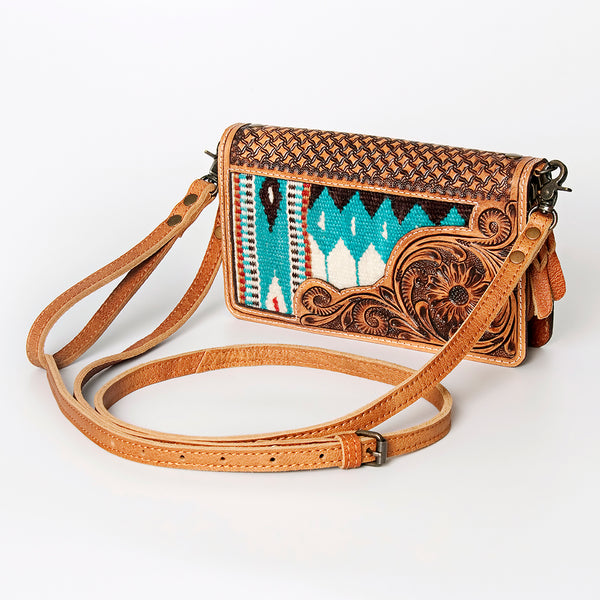 ADBG844 American Darling Hand Tooled Floral & Hand Woven Saddle Blanket Small Cross body Bag