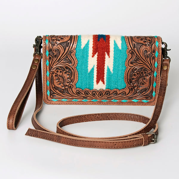 ADBG844 American Darling Hand Tooled Floral & Hand Woven Saddle Blanket Small Cross body Bag