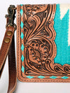 ADBG844 American Darling Hand Tooled Floral & Hand Woven Saddle Blanket Small Cross body Bag