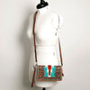 ADBG844 American Darling Hand Tooled Floral & Hand Woven Saddle Blanket Small Cross body Bag