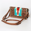 ADBG844 American Darling Hand Tooled Floral & Hand Woven Saddle Blanket Small Cross body Bag