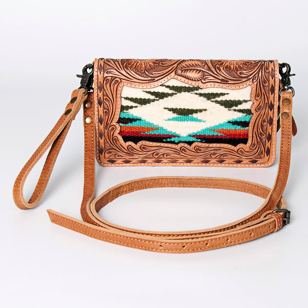 ADBG844 American Darling Hand Tooled Floral & Hand Woven Saddle Blanket Small Cross body Bag