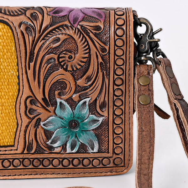 ADBG844 American Darling Hand Tooled Floral & Hand Woven Saddle Blanket Small Cross body Bag
