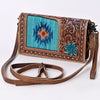 ADBG844 American Darling Hand Tooled Floral & Hand Woven Saddle Blanket Small Cross body Bag