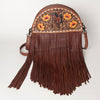 ADBG846 American Darling Hand Tooled Floral Leather Canteen Bag with Fringes
