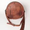ADBG846 American Darling Hand Tooled Floral Leather Canteen Bag with Fringes