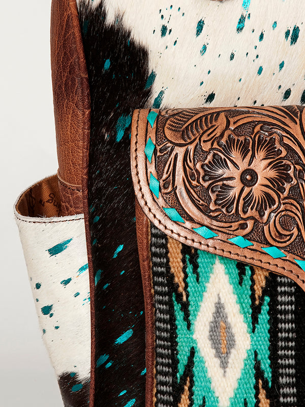 ADBG849 American Darling Handcrafted Hair-On Cowhide & Tooled Leather Western Backpack