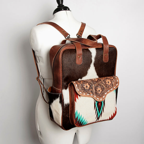 ADBG849 American Darling Handcrafted Hair-On Cowhide & Tooled Leather Western Backpack