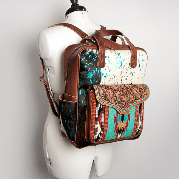 ADBG849 American Darling Handcrafted Hair-On Cowhide & Tooled Leather Western Backpack