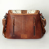 ADBG851 American Darling Hand Tooled Floral Leather & Hair-On Cowhide Messenger Bag with Fringes