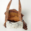 ADBG851 American Darling Hand Tooled Floral Leather & Hair-On Cowhide Messenger Bag with Fringes