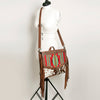 ADBG852 American Darling Hand Tooled Floral Leather & Saddle Blanket Messenger Bag with Fringes