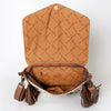 ADBG852 American Darling Hand Tooled Floral Leather & Saddle Blanket Messenger Bag with Fringes