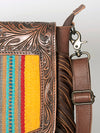 ADBG852 American Darling Hand Tooled Floral Leather & Saddle Blanket Messenger Bag with Fringes