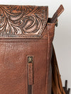 ADBG852 American Darling Hand Tooled Floral Leather & Saddle Blanket Messenger Bag with Fringes