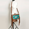 ADBG852 American Darling Hand Tooled Floral Leather & Saddle Blanket Messenger Bag with Fringes