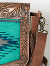 ADBG852 American Darling Hand Tooled Floral Leather & Saddle Blanket Messenger Bag with Fringes