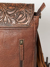ADBG852 American Darling Hand Tooled Floral Leather & Saddle Blanket Messenger Bag with Fringes