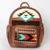 ADBG853 American Darling Hand Woven Saddle Blanket & Leather Western Backpack