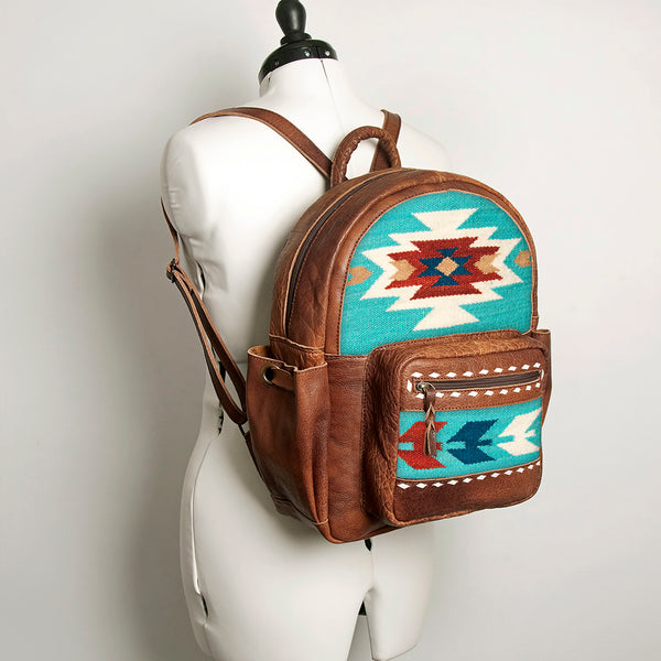 ADBG853 American Darling Hand Woven Saddle Blanket & Leather Western Backpack