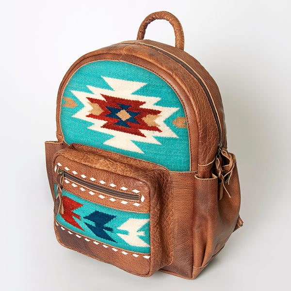 ADBG853 American Darling Hand Woven Saddle Blanket & Leather Western Backpack