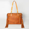 ADBG855 American Darling Hand Tooled Floral & Hand Woven Saddle Blanket Western Leather Tote Bag