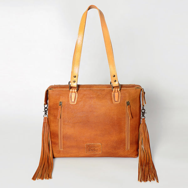 ADBG855 American Darling Hand Tooled Floral & Hand Woven Saddle Blanket Western Leather Tote Bag