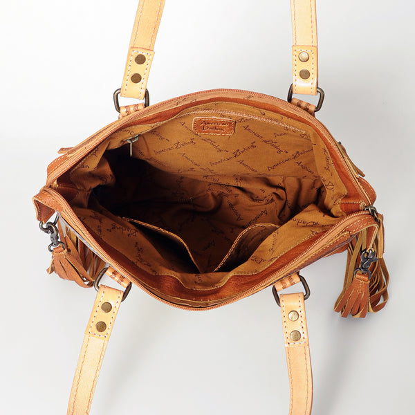 ADBG855 American Darling Hand Tooled Floral & Hand Woven Saddle Blanket Western Leather Tote Bag