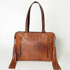 ADBG855 American Darling Hand Tooled Floral & Hand Woven Saddle Blanket Western Leather Tote Bag