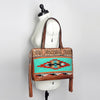 ADBG855 American Darling Hand Tooled Floral & Hand Woven Saddle Blanket Western Leather Tote Bag